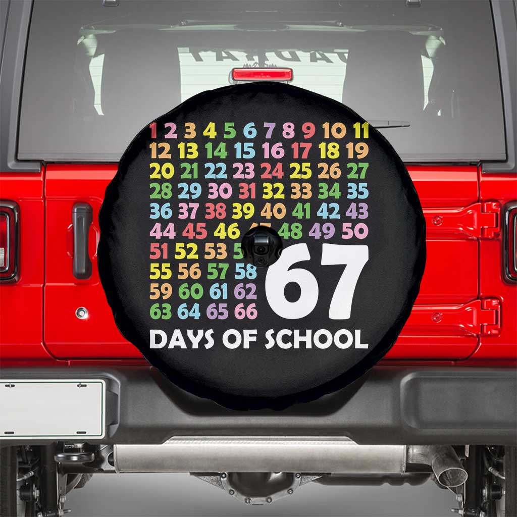 67 Days of School Spare Tire Cover Colorful Countdown Grid Milestone Classroom Fun TS02 Black Print Your Wear