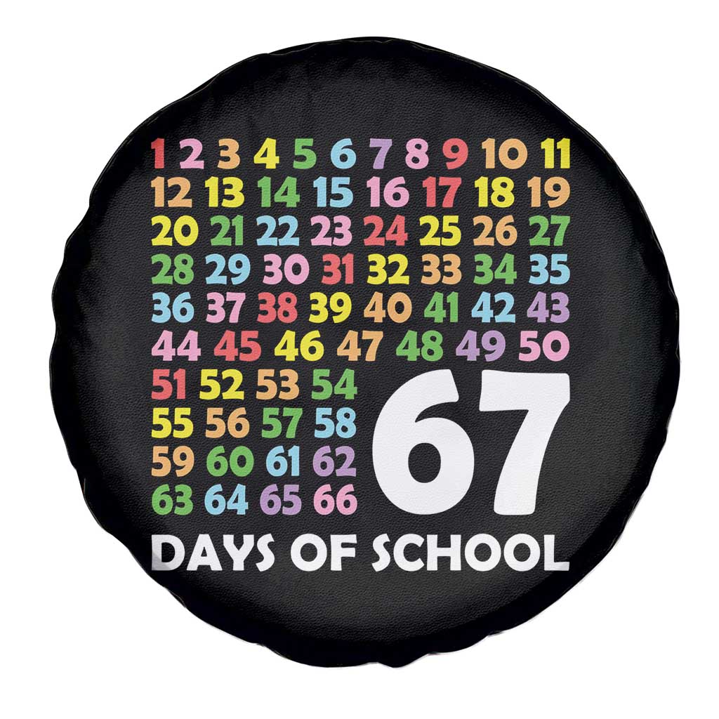 67 Days of School Spare Tire Cover Colorful Countdown Grid Milestone Classroom Fun TS02 Print Your Wear