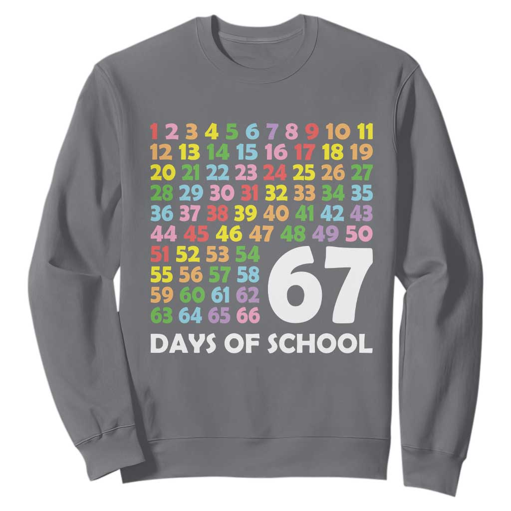 67 Days of School Sweatshirt Colorful Countdown Grid Milestone Classroom Fun TS02 Charcoal Print Your Wear