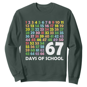 67 Days of School Sweatshirt Colorful Countdown Grid Milestone Classroom Fun TS02 Dark Forest Green Print Your Wear