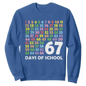67 Days of School Sweatshirt Colorful Countdown Grid Milestone Classroom Fun TS02 Royal Blue Print Your Wear
