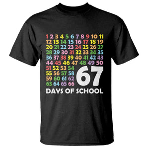 67 Days of School T Shirt Colorful Countdown Grid Milestone Classroom Fun TS02 Black Print Your Wear