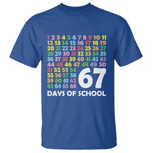67 Days of School T Shirt Colorful Countdown Grid Milestone Classroom Fun TS02 Royal Blue Print Your Wear