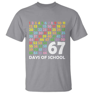 67 Days of School T Shirt Colorful Countdown Grid Milestone Classroom Fun TS02 Sport Gray Print Your Wear