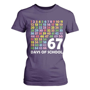 67 Days of School T Shirt For Women Colorful Countdown Grid Milestone Classroom Fun TS02 Purple Print Your Wear