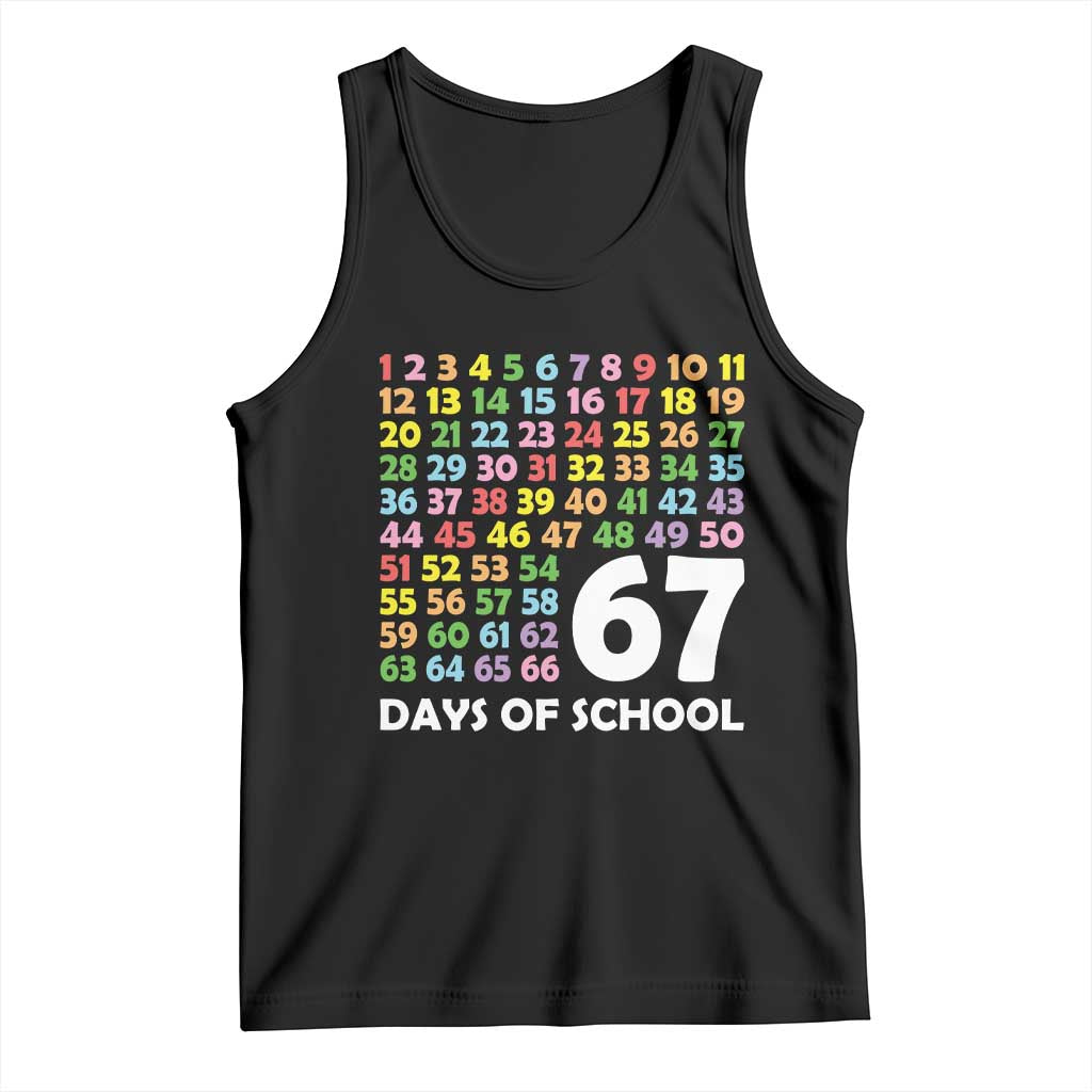 67 Days of School Tank Top Colorful Countdown Grid Milestone Classroom Fun TS02 Black Print Your Wear