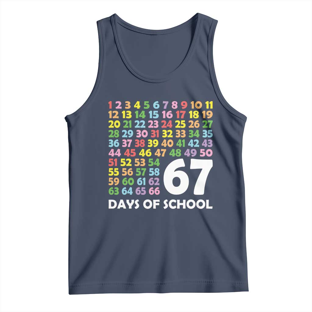 67 Days of School Tank Top Colorful Countdown Grid Milestone Classroom Fun TS02 Navy Print Your Wear