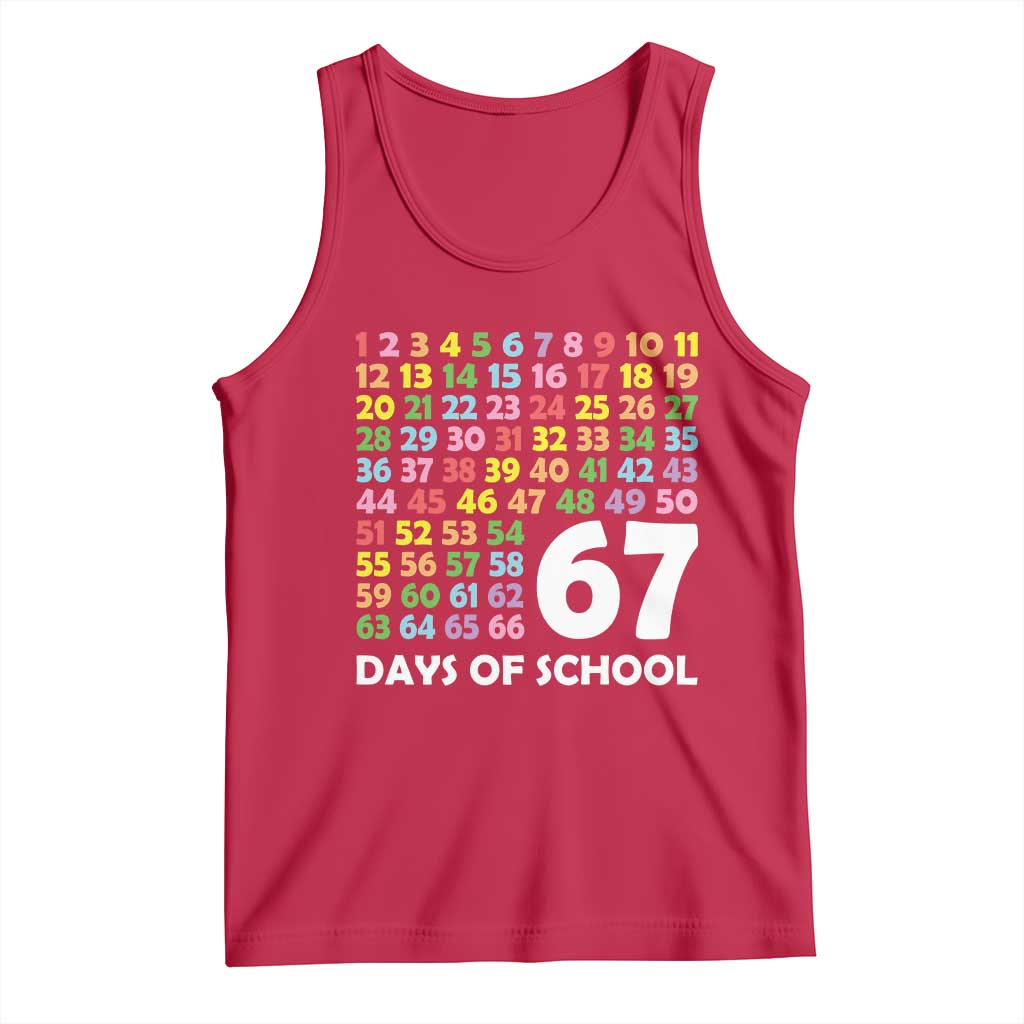 67 Days of School Tank Top Colorful Countdown Grid Milestone Classroom Fun TS02 Red Print Your Wear