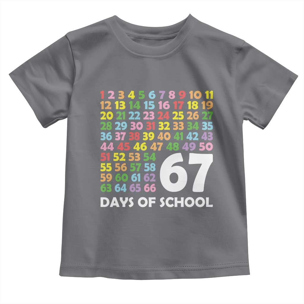67 Days of School Toddler T Shirt Colorful Countdown Grid Milestone Classroom Fun TS02 Charcoal Print Your Wear