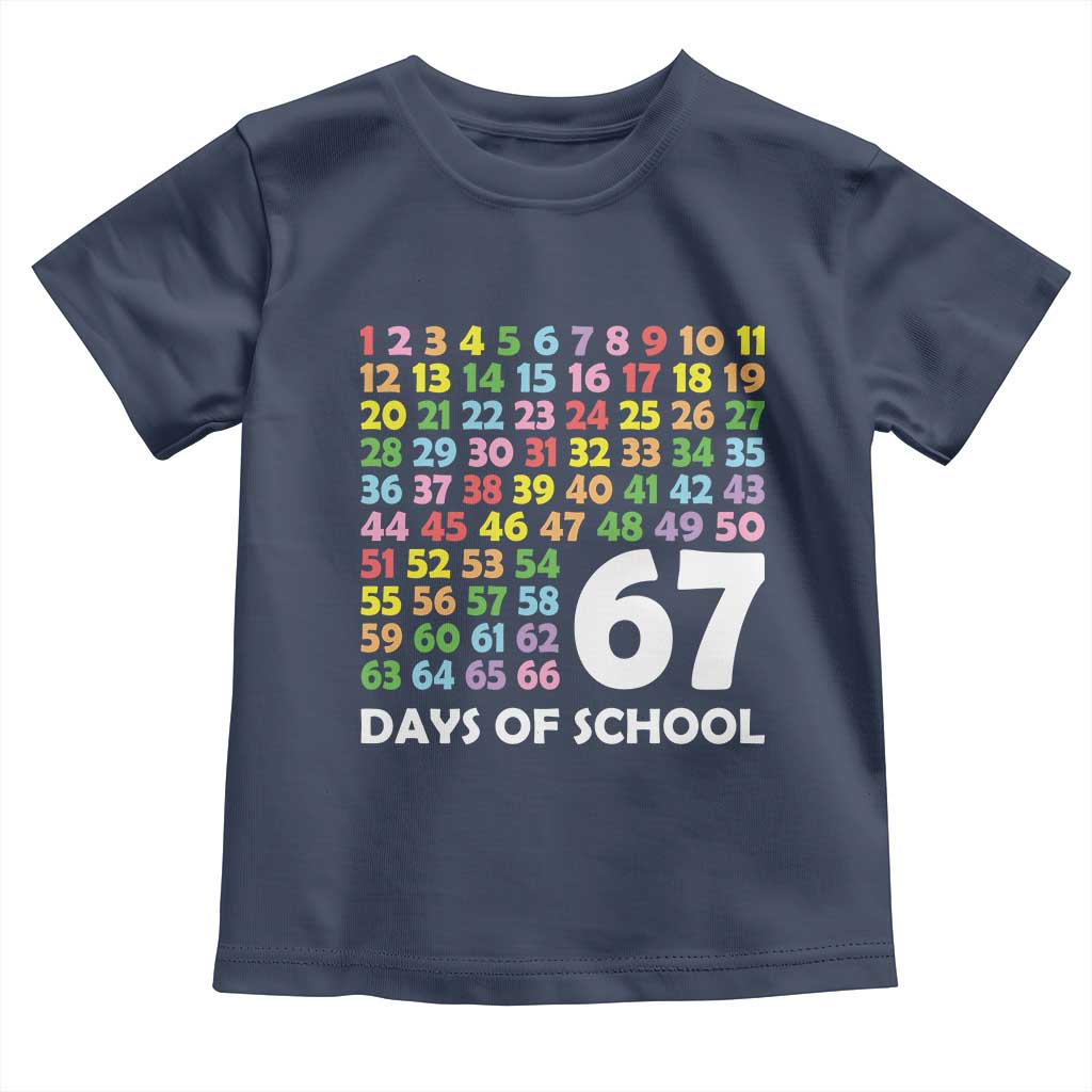 67 Days of School Toddler T Shirt Colorful Countdown Grid Milestone Classroom Fun TS02 Navy Print Your Wear