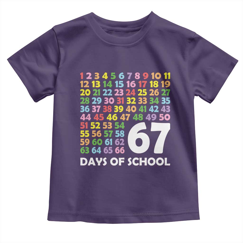 67 Days of School Toddler T Shirt Colorful Countdown Grid Milestone Classroom Fun TS02 Purple Print Your Wear
