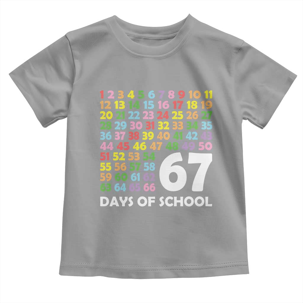 67 Days of School Toddler T Shirt Colorful Countdown Grid Milestone Classroom Fun TS02 Sport Gray Print Your Wear