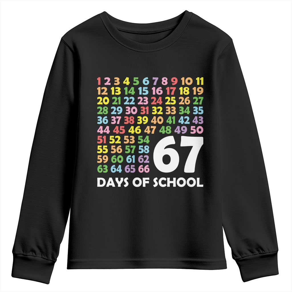 67 Days of School Youth Sweatshirt Colorful Countdown Grid Milestone Classroom Fun TS02 Black Print Your Wear