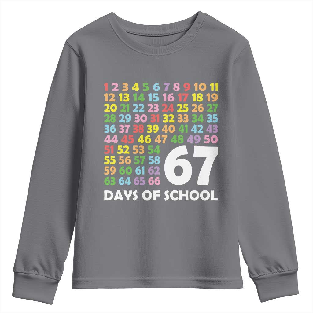 67 Days of School Youth Sweatshirt Colorful Countdown Grid Milestone Classroom Fun TS02 Charcoal Print Your Wear