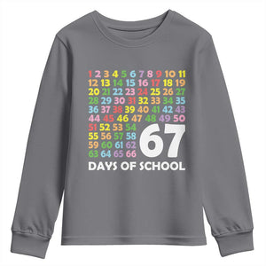 67 Days of School Youth Sweatshirt Colorful Countdown Grid Milestone Classroom Fun TS02 Charcoal Print Your Wear
