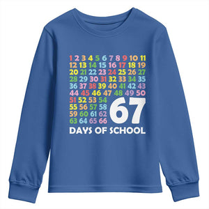 67 Days of School Youth Sweatshirt Colorful Countdown Grid Milestone Classroom Fun TS02 Royal Blue Print Your Wear