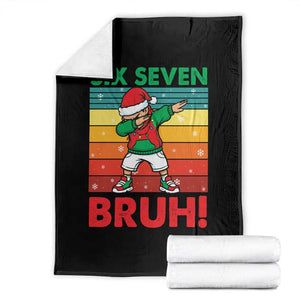 Six Seven Bruh Christmas Dabbing Throw Blanket Funny 67 Meme Retro Santa Kid Vibes TS02 Black Print Your Wear