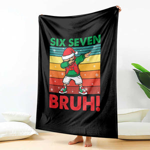 Six Seven Bruh Christmas Dabbing Throw Blanket Funny 67 Meme Retro Santa Kid Vibes TS02 Print Your Wear