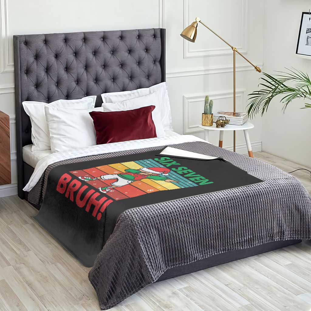 Six Seven Bruh Christmas Dabbing Throw Blanket Funny 67 Meme Retro Santa Kid Vibes TS02 Print Your Wear