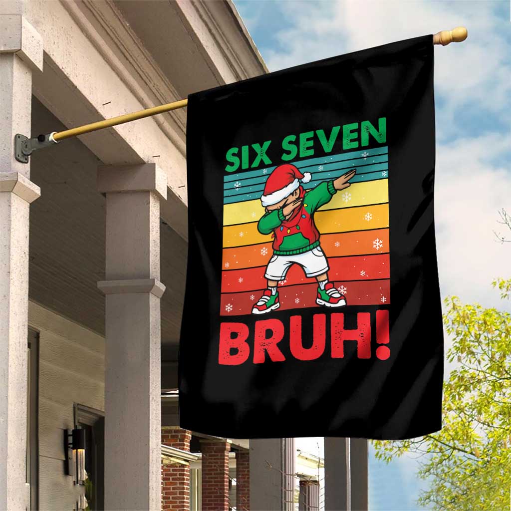 Six Seven Bruh Christmas Dabbing Garden Flag Funny 67 Meme Retro Santa Kid Vibes TS02 Print Your Wear