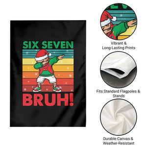 Six Seven Bruh Christmas Dabbing Garden Flag Funny 67 Meme Retro Santa Kid Vibes TS02 Print Your Wear