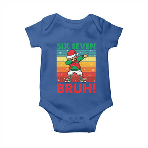 Six Seven Bruh Christmas Dabbing Baby Onesie Funny 67 Meme Retro Santa Kid Vibes TS02 Royal Blue Print Your Wear