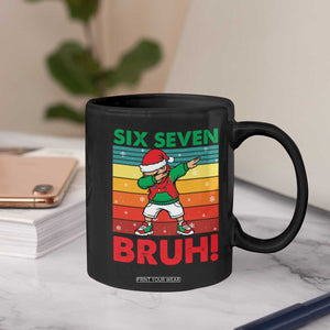 Six Seven Bruh Christmas Dabbing Coffee Mug Funny 67 Meme Retro Santa Kid Vibes TS02 Print Your Wear