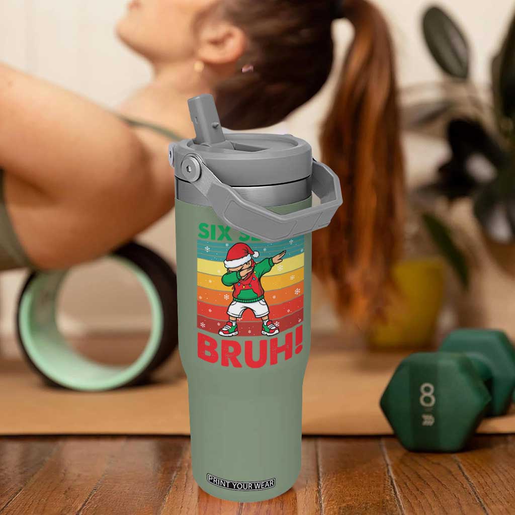 Six Seven Bruh Christmas Dabbing Flip Straw Tumbler Funny 67 Meme Retro Santa Kid Vibes TS02 One Size: 30 oz Moss Green Print Your Wear