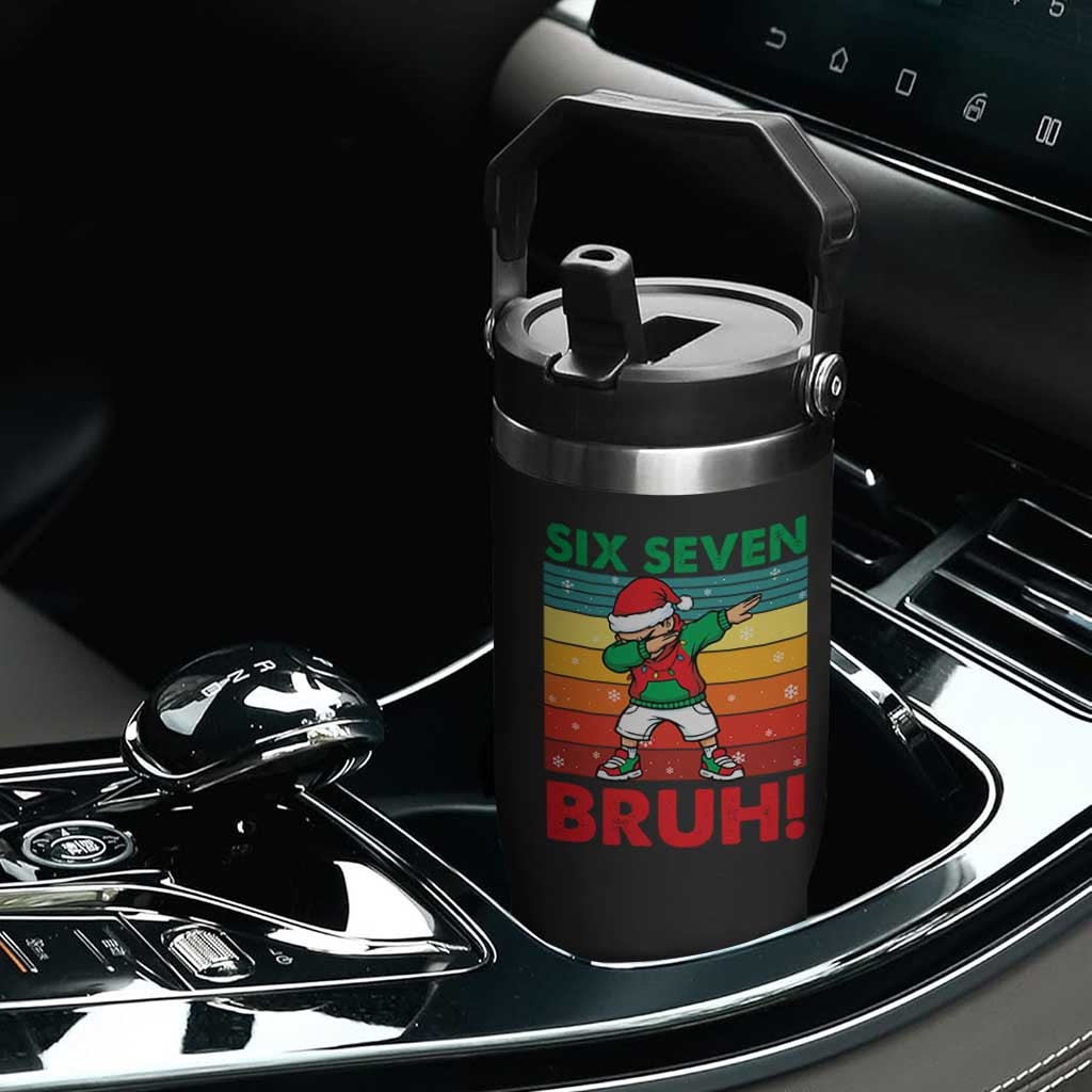 Six Seven Bruh Christmas Dabbing Flip Straw Tumbler Funny 67 Meme Retro Santa Kid Vibes TS02 Print Your Wear