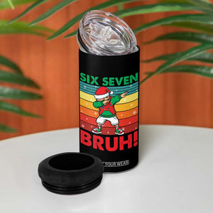 Six Seven Bruh Christmas Dabbing 4 in 1 Can Cooler Tumbler Funny 67 Meme Retro Santa Kid Vibes TS02 Print Your Wear