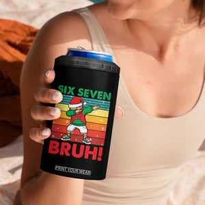 Six Seven Bruh Christmas Dabbing 4 in 1 Can Cooler Tumbler Funny 67 Meme Retro Santa Kid Vibes TS02 Print Your Wear
