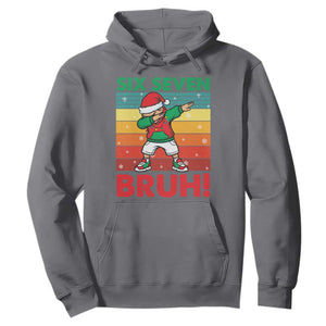 Six Seven Bruh Christmas Dabbing Hoodie Funny 67 Meme Retro Santa Kid Vibes - Print Your Wear