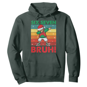 Six Seven Bruh Christmas Dabbing Hoodie Funny 67 Meme Retro Santa Kid Vibes TS02 Dark Forest Green Print Your Wear
