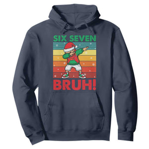 Six Seven Bruh Christmas Dabbing Hoodie Funny 67 Meme Retro Santa Kid Vibes - Print Your Wear