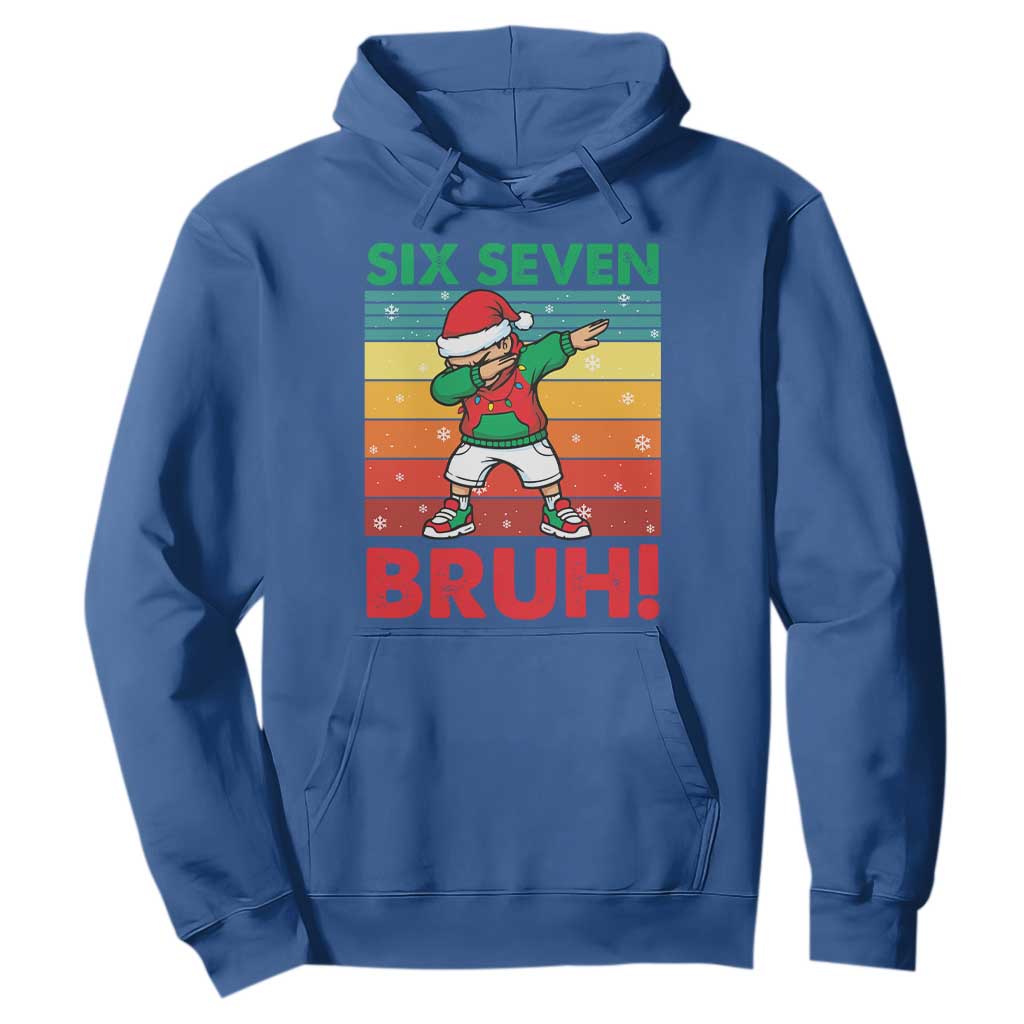 Six Seven Bruh Christmas Dabbing Hoodie Funny 67 Meme Retro Santa Kid Vibes TS02 Royal Blue Print Your Wear