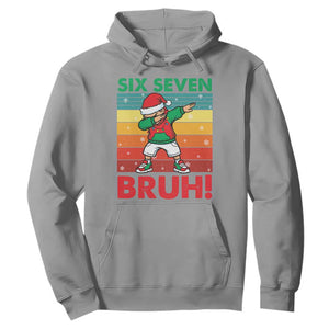 Six Seven Bruh Christmas Dabbing Hoodie Funny 67 Meme Retro Santa Kid Vibes - Print Your Wear