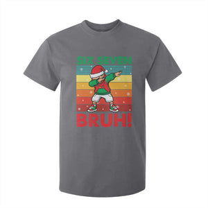 Six Seven Bruh Christmas Dabbing T Shirt For Kid Funny 67 Meme Retro Santa Kid Vibes TS02 Charcoal Print Your Wear