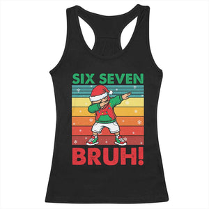 Six Seven Bruh Christmas Dabbing Racerback Tank Top Funny 67 Meme Retro Santa Kid Vibes TS02 Black Print Your Wear