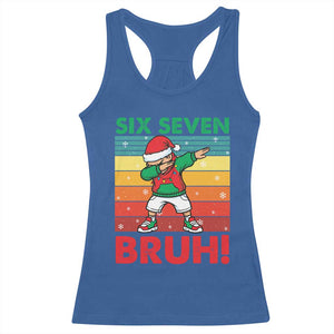 Six Seven Bruh Christmas Dabbing Racerback Tank Top Funny 67 Meme Retro Santa Kid Vibes TS02 Royal Blue Print Your Wear