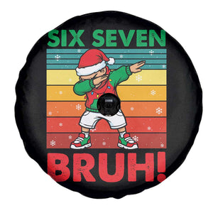 Six Seven Bruh Christmas Dabbing Spare Tire Cover Funny 67 Meme Retro Santa Kid Vibes TS02 Print Your Wear