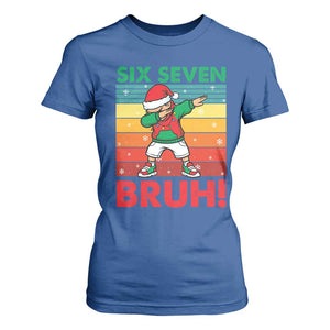 Six Seven Bruh Christmas Dabbing T Shirt For Women Funny 67 Meme Retro Santa Kid Vibes TS02 Royal Blue Print Your Wear