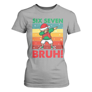 Six Seven Bruh Christmas Dabbing T Shirt For Women Funny 67 Meme Retro Santa Kid Vibes TS02 Sport Gray Print Your Wear