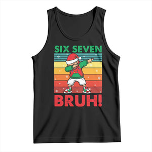 Six Seven Bruh Christmas Dabbing Tank Top Funny 67 Meme Retro Santa Kid Vibes TS02 Black Print Your Wear