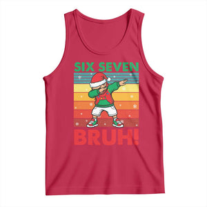 Six Seven Bruh Christmas Dabbing Tank Top Funny 67 Meme Retro Santa Kid Vibes TS02 Red Print Your Wear