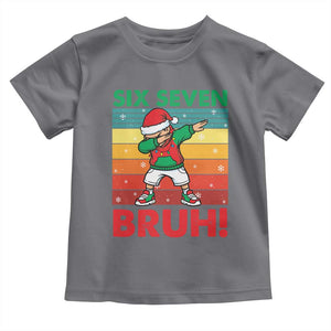 Six Seven Bruh Christmas Dabbing Toddler T Shirt Funny 67 Meme Retro Santa Kid Vibes TS02 Charcoal Print Your Wear