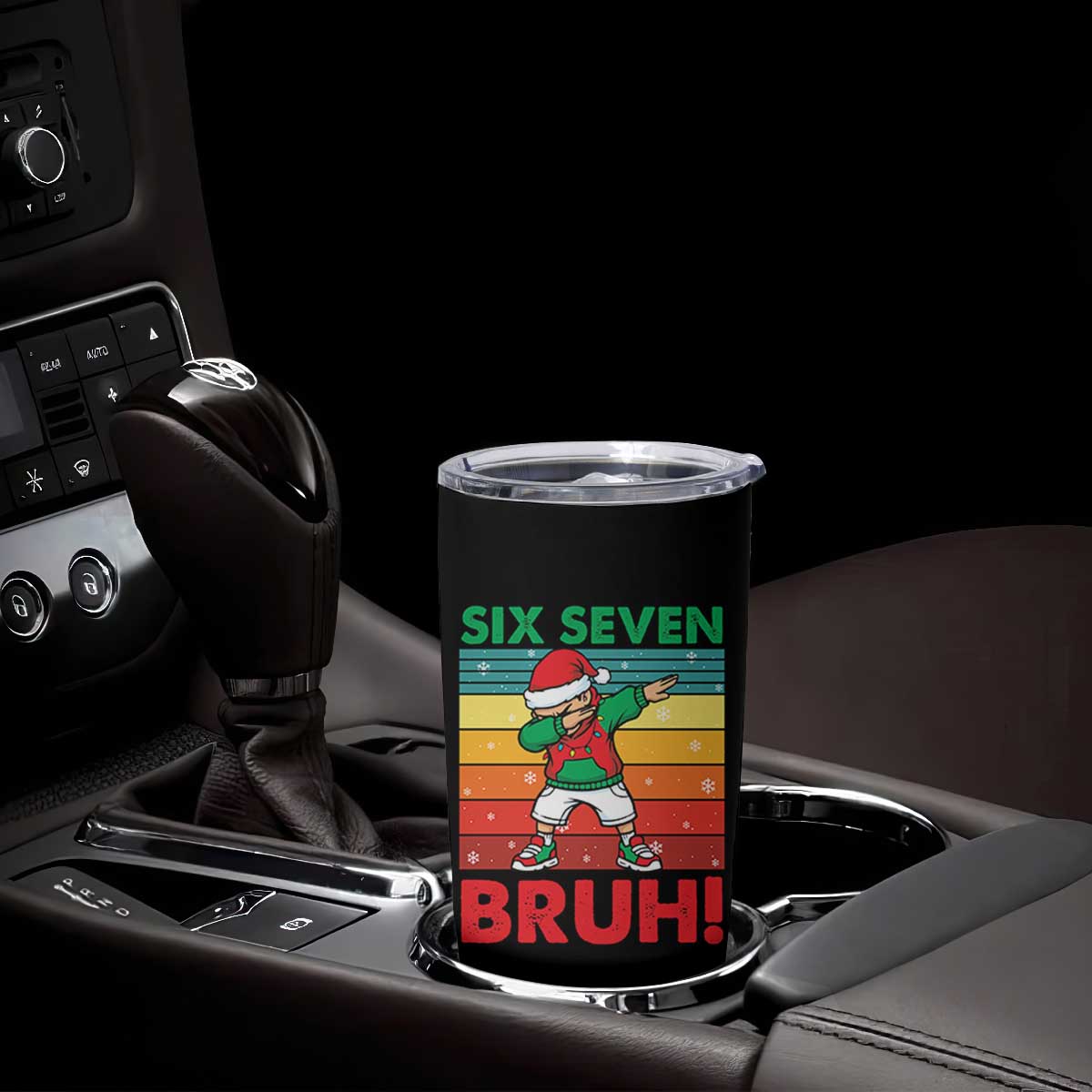 Six Seven Bruh Christmas Dabbing Tumbler Cup Funny 67 Meme Retro Santa Kid Vibes TS02 Print Your Wear