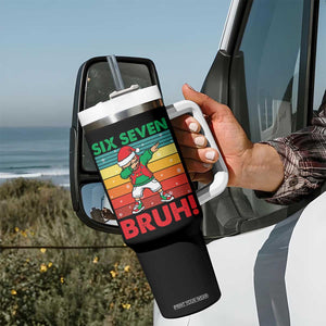 Six Seven Bruh Christmas Dabbing Tumbler With Handle Funny 67 Meme Retro Santa Kid Vibes TS02 Print Your Wear
