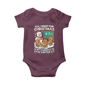 Gingerbread Classroom 67 Meme Baby Onesie Funny Christmas Teacher My Students To Stop Saying Six Seven TS02 Maroon Print Your Wear