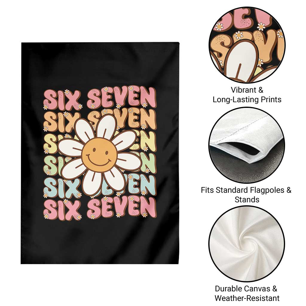 Six Seven Flower Power Garden Flag Viral 67 Meme with Retro Daisy TS02 Print Your Wear