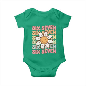Six Seven Flower Power Baby Onesie Viral 67 Meme with Retro Daisy TS02 Irish Green Print Your Wear